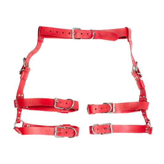 AR0004 Harness de piel para piernas rojo Cesar