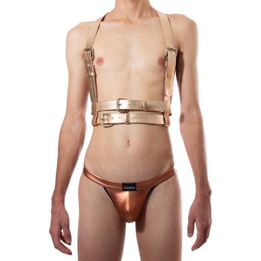 AR0006 Harness de vinipiel dorado Alesandro