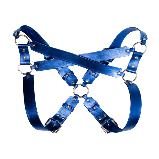 AR0007 Harness de vinipiel azul  Aquiles