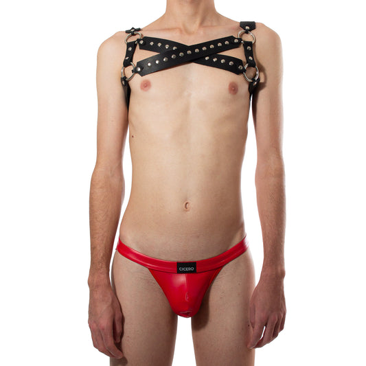 AR0008 Harness de vinipiel negro Aquiles Punk