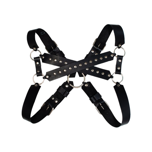 AR0008 Harness de vinipiel negro Aquiles Punk