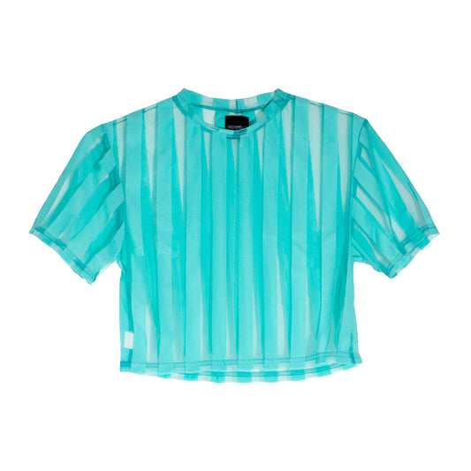 CT0004 Crop top Rayas transparencia Verde Aqua