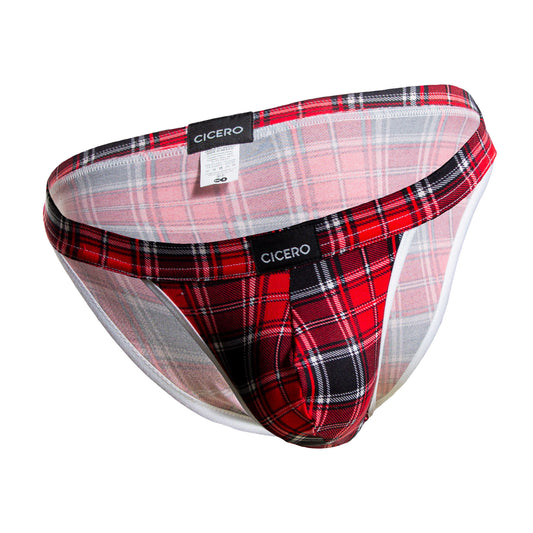 SB0060 Brief Bikini estampado escoces rojo y negro skinit