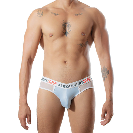 TP0367 Brief Armonía y Paz mesh blanco concha Azul alexanders king