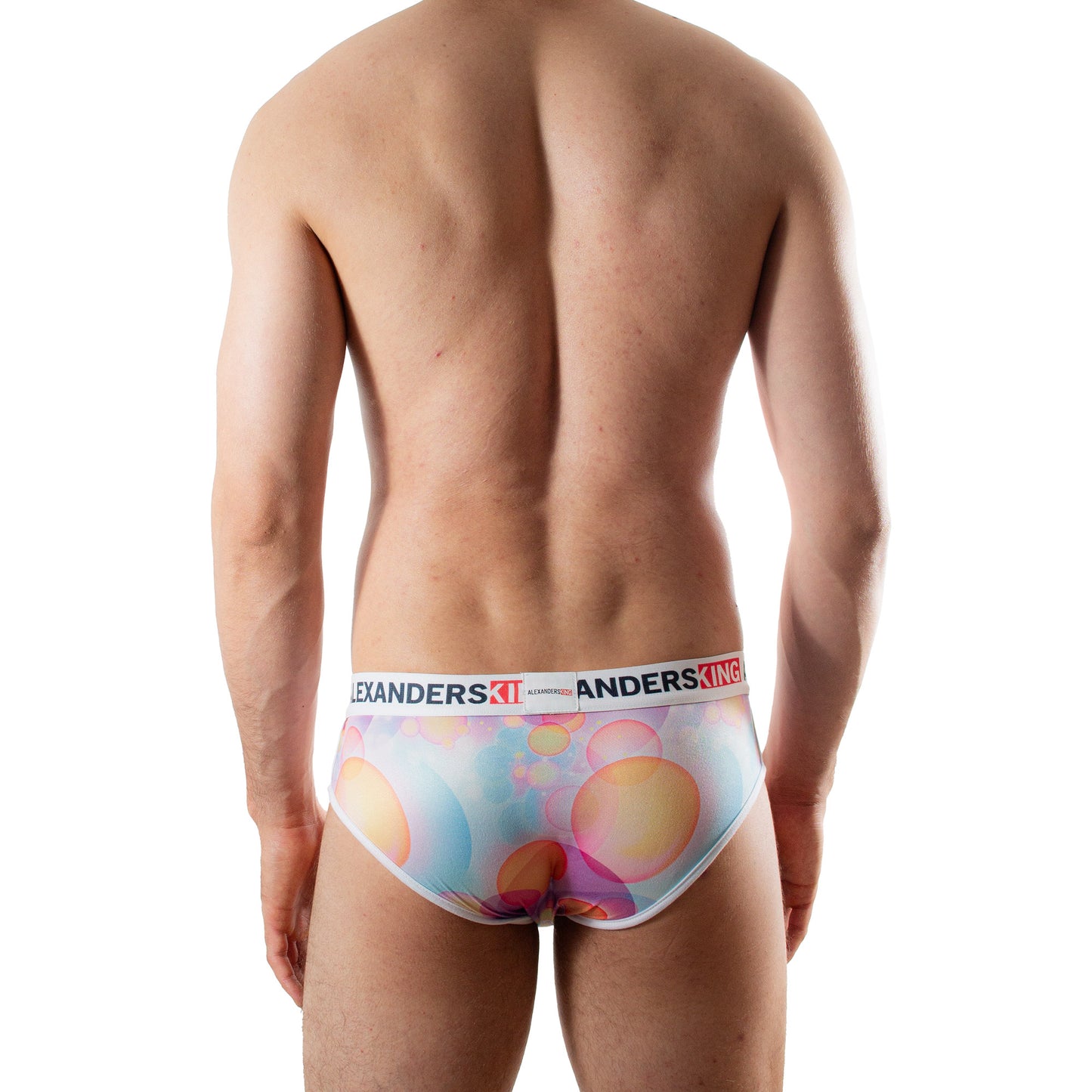 TP0381 brief estampado de burbujas azul naranja y rosa fondo negro skinit alexanders king