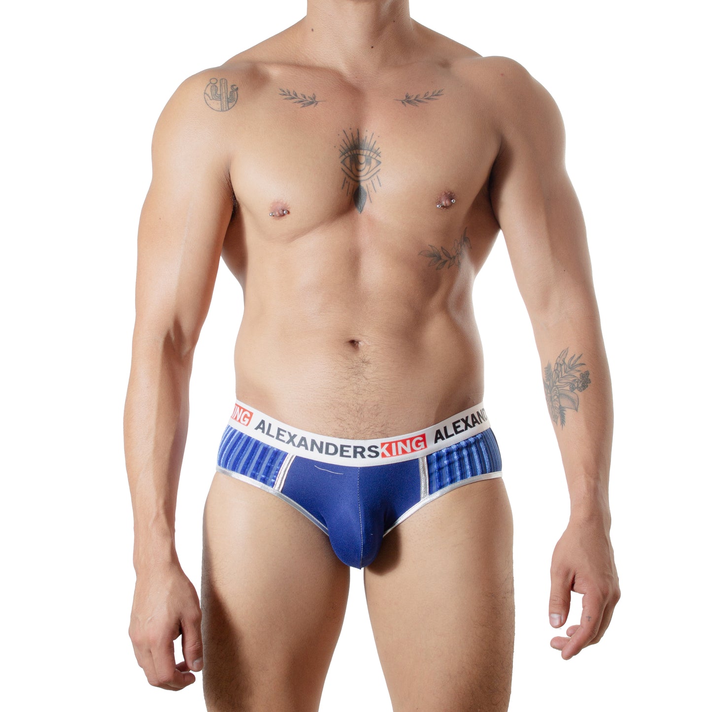 TP0406 Brief Noel Terciopelo azul, concha azul, bies plateado skinint