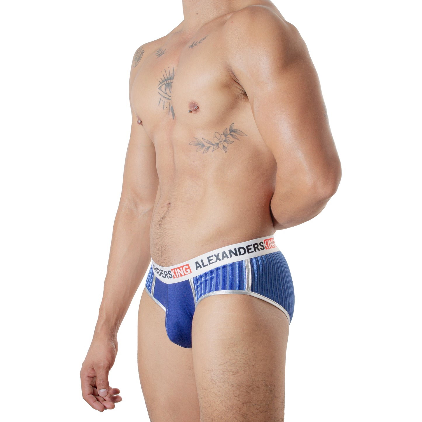 TP0406 Brief Noel Terciopelo azul, concha azul, bies plateado skinint