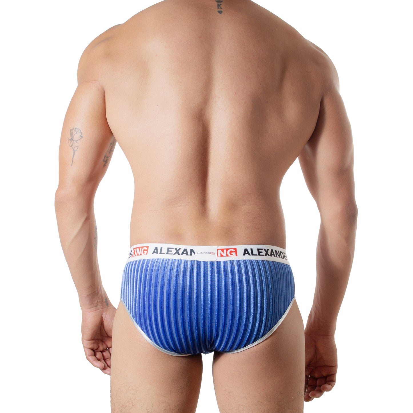 TP0406 Brief Noel Terciopelo azul, concha azul, bies plateado skinint