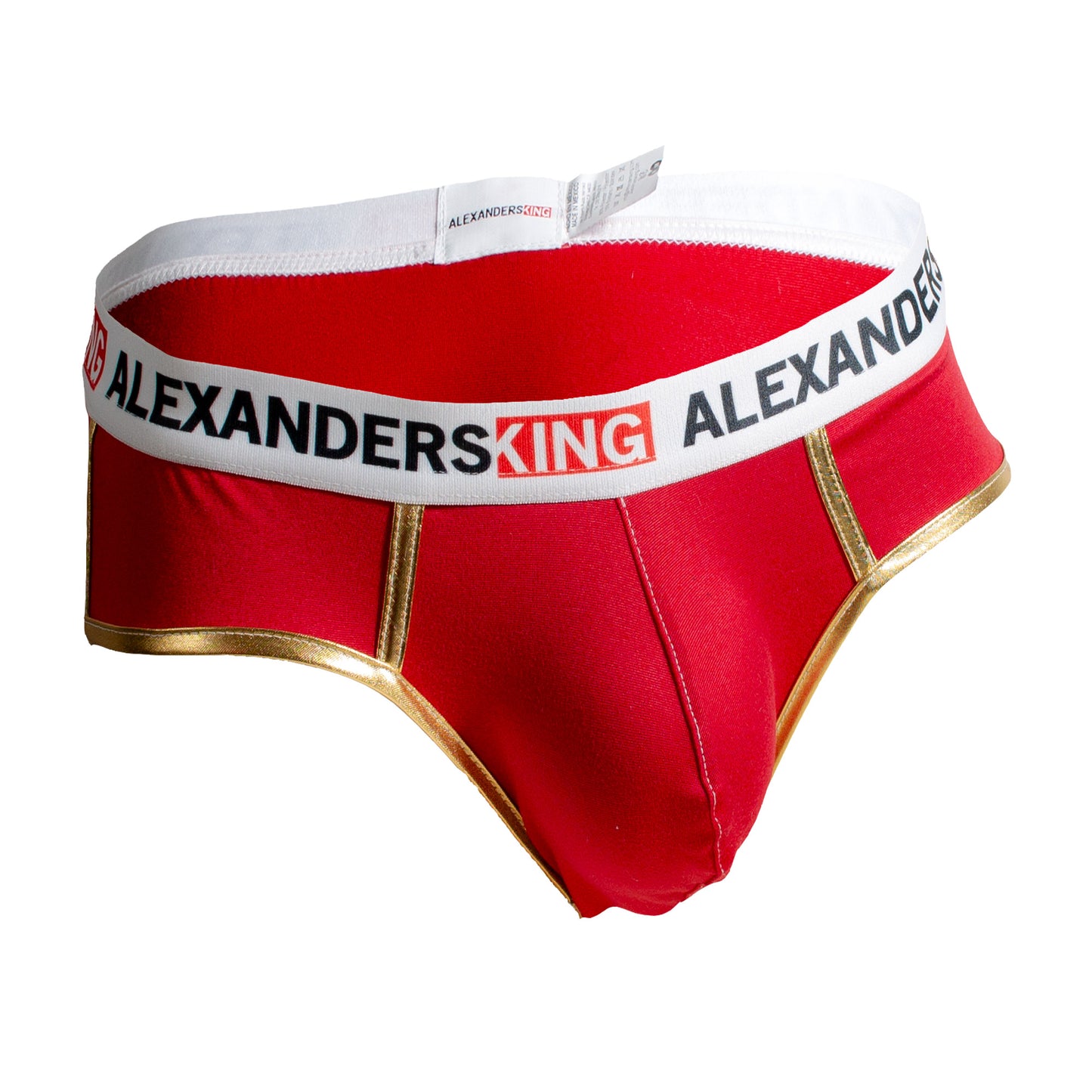 TP0413  Brief Red Christmas rojo skinint con bies dorado