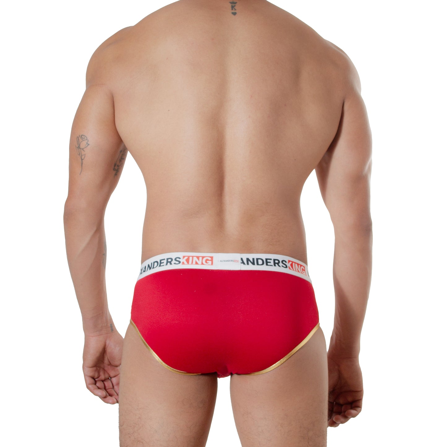 TP0413  Brief Red Christmas rojo skinint con bies dorado