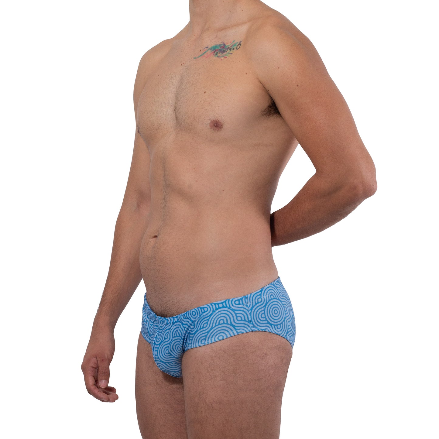 AC0011 Arrecifes Traje de Baño Brief estampado Azul