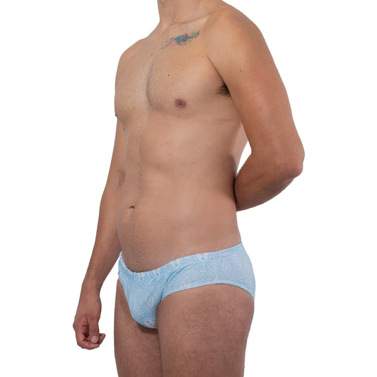 AC0013 Tuluminati Traje de Baño Brief estampado Azul cielo