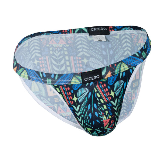 SB0024 Brief Bikini Ahau Dzilam Colorful Feather Print Sublimated Skinit