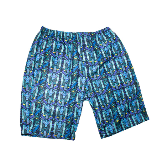 SH0002 Short Casual Ahau Tulum con estampados de plumas de colores