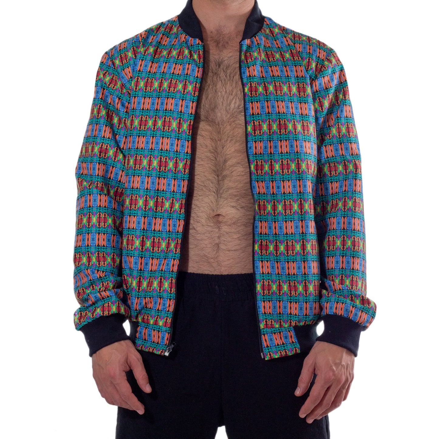 BJ0014 Bomber Jacket Ahau Celestun sublimado en figuras neon