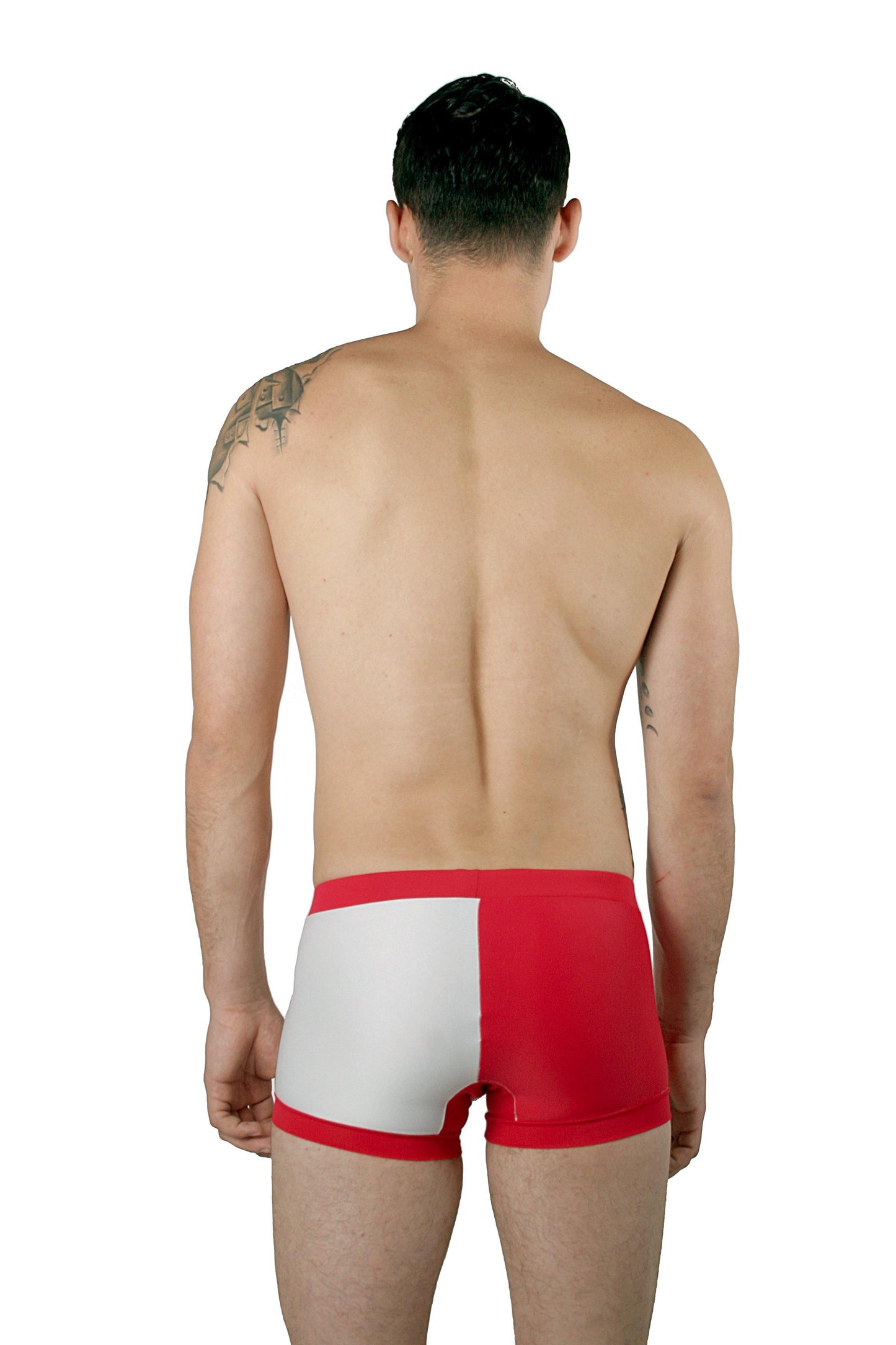 CA0001 - Traje de Ba̱o Short Blanco/Rojo - AlexandersKing Underwear