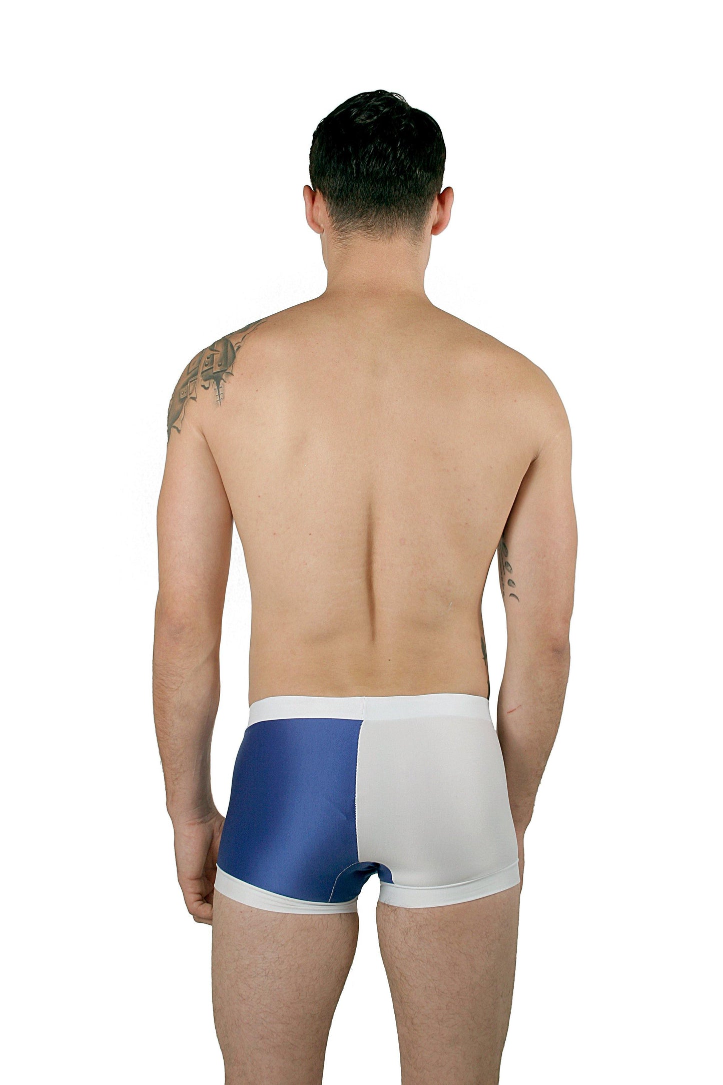 CA0003 - Traje de Ba̱o Short Blanco/Azul Rey - AlexandersKing Underwear