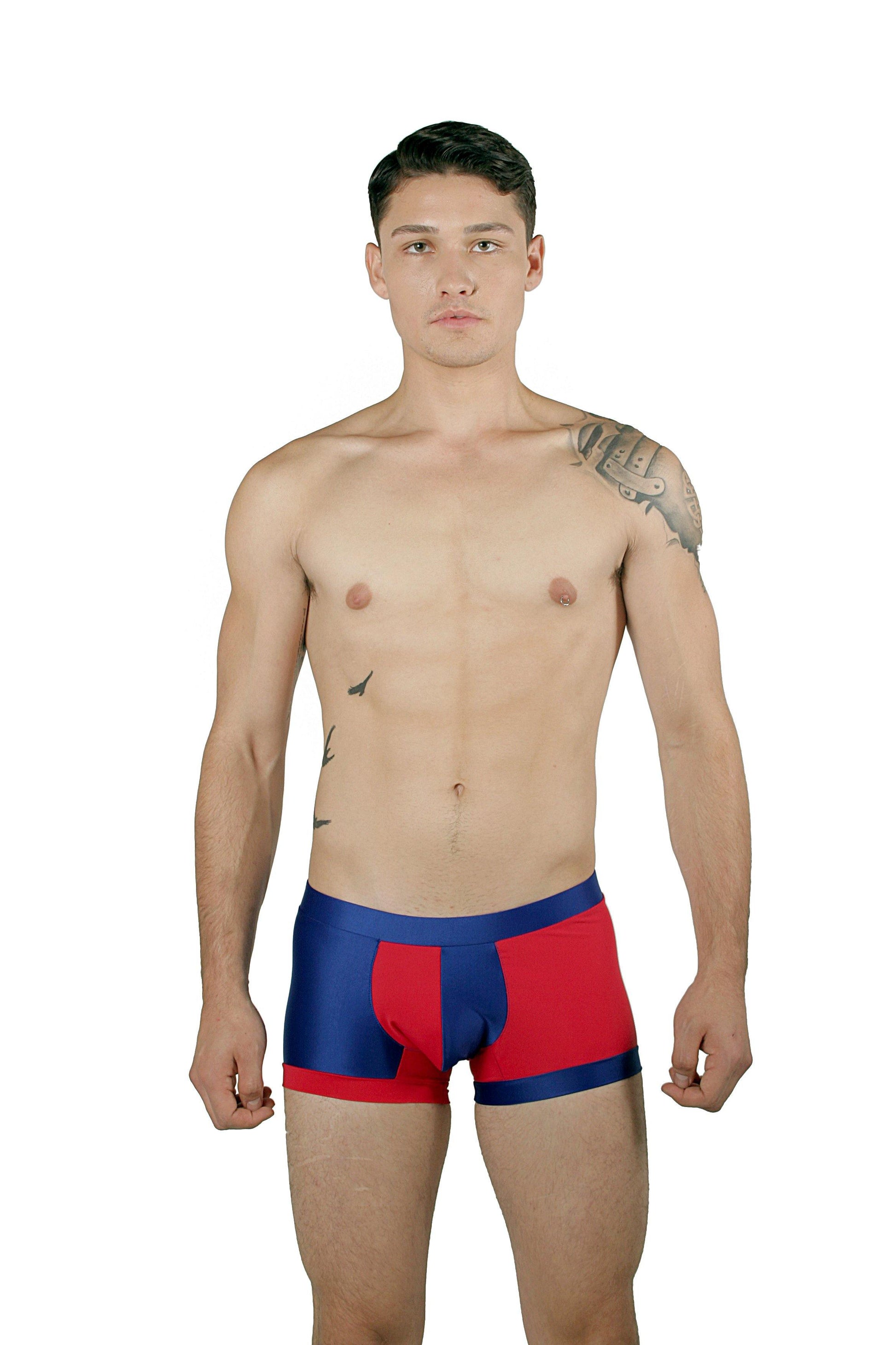 CA0006 - Traje de Ba̱o Short Azul Rey/Rojo - AlexandersKing Underwear