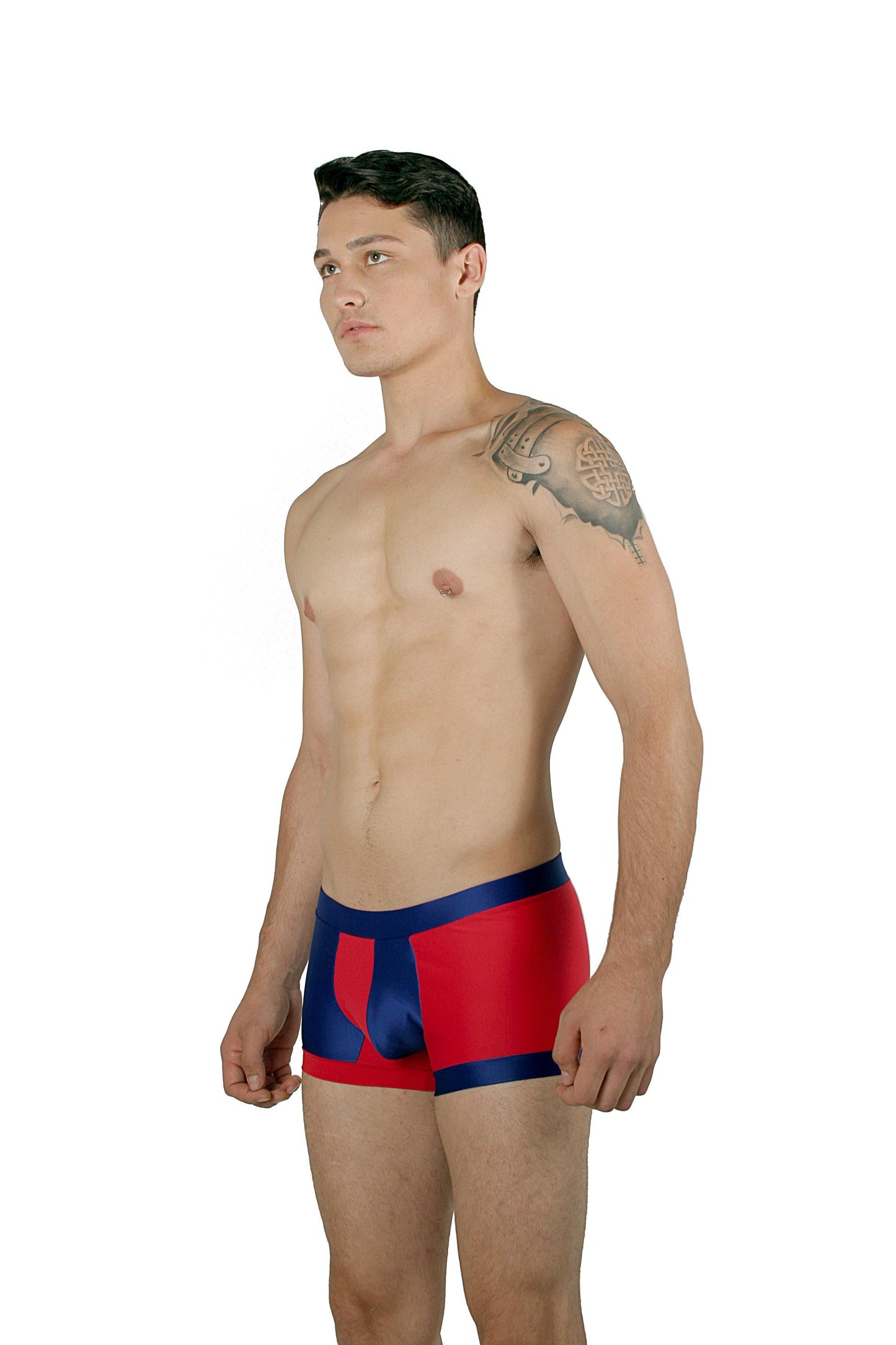 CA0006 - Traje de Ba̱o Short Azul Rey/Rojo - AlexandersKing Underwear