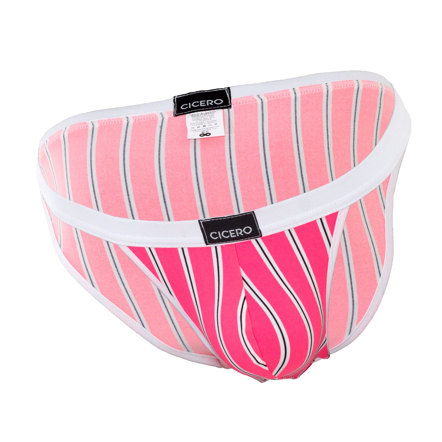 SB0013 Brief bikini rayas rosa neon con negro skinit