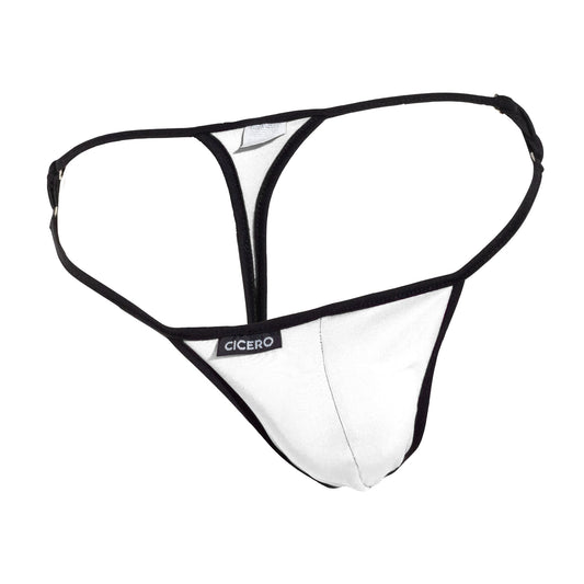 TH0007 Tanga blanca con bies negro unwet