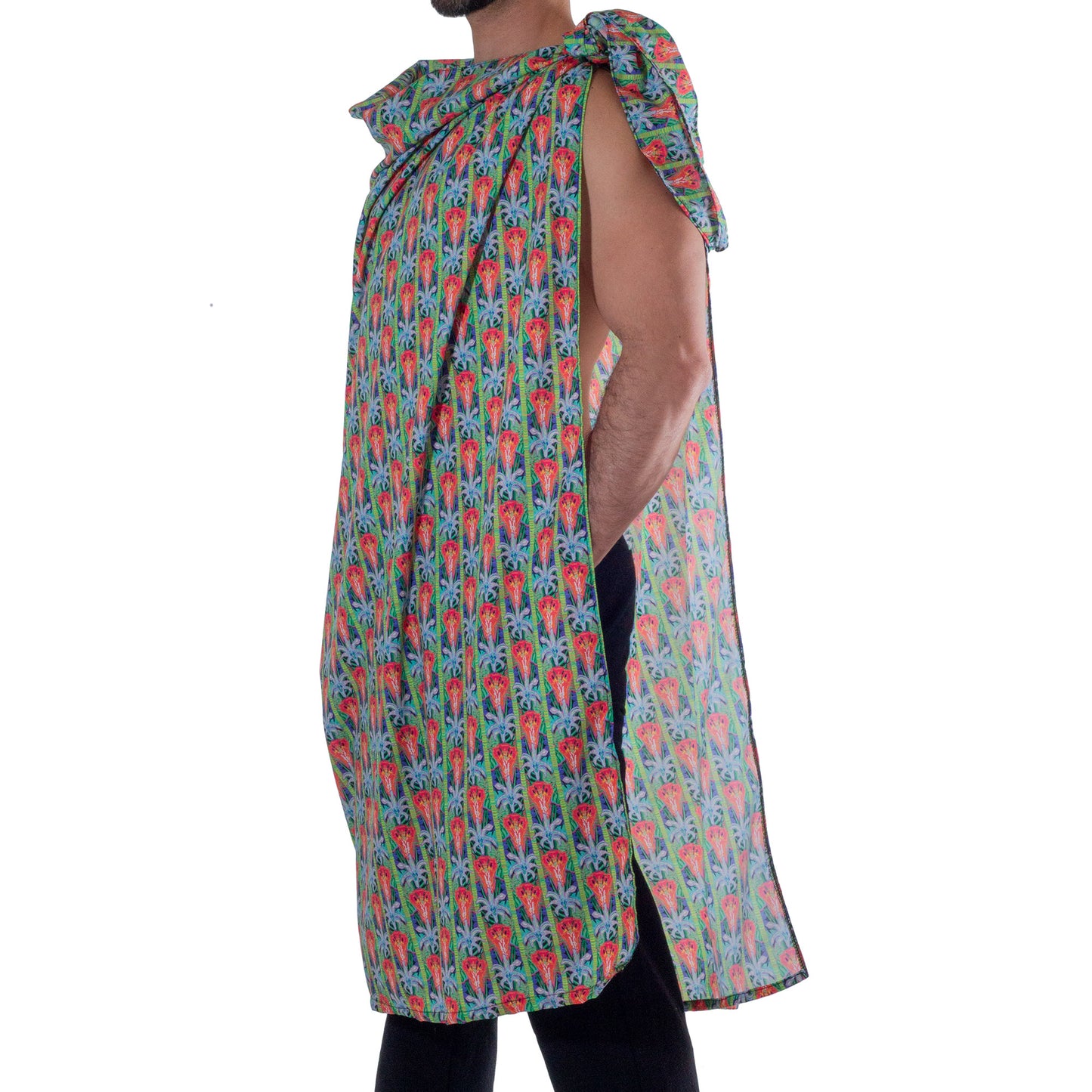 TM0001 Poncho estilo Tematl Loltun estampado de figuras de flores en tela sublimada skinit