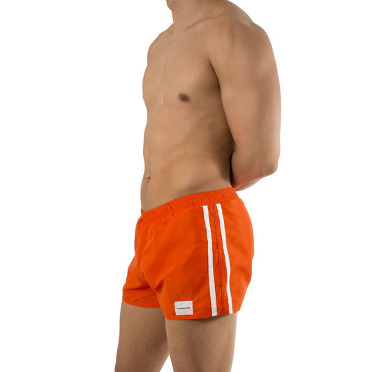 TS0007 - Traje de Ba̱o Short Naranja/Blanco - AlexandersKing Underwear