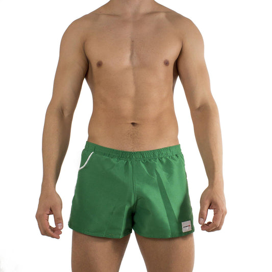 TS0009 - Traje de Ba̱o Short Verde/Blanco - AlexandersKing Underwear