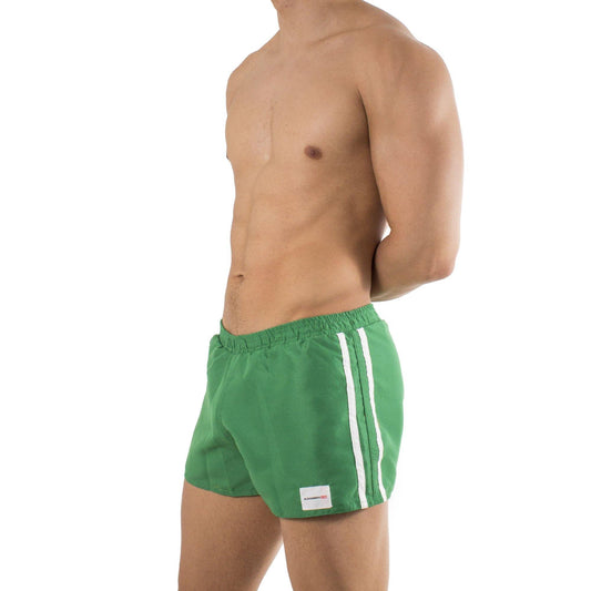 TS0009 - Traje de Ba̱o Short Verde/Blanco - AlexandersKing Underwear