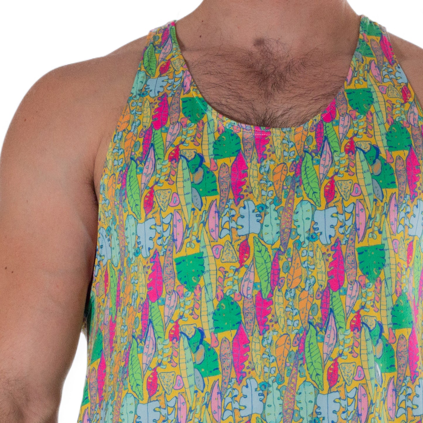 TT0010 Tank Top Ahau Tumbel printed orange and green background sublimated skinit