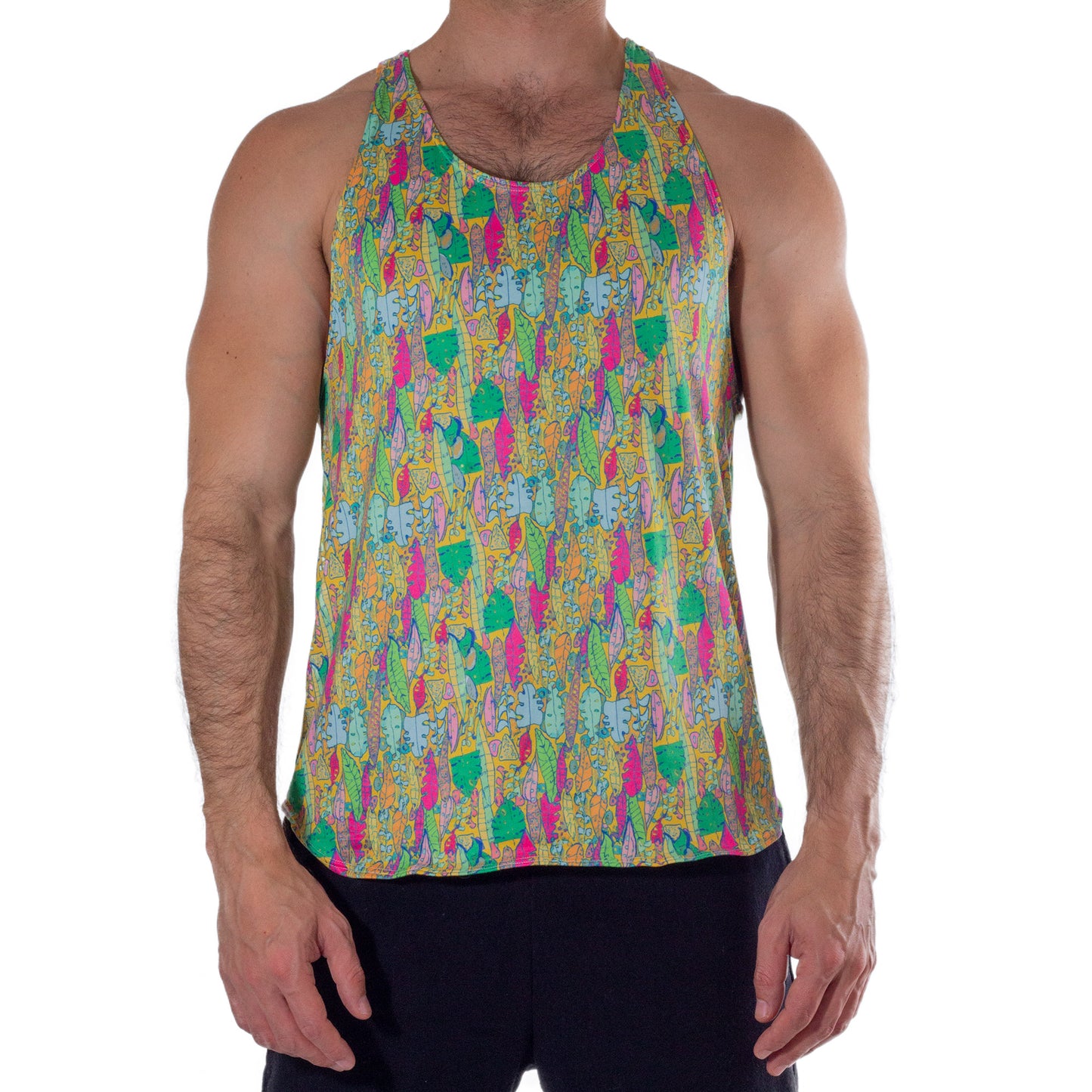 TT0010 Tank Top Ahau Tumbel printed orange and green background sublimated skinit