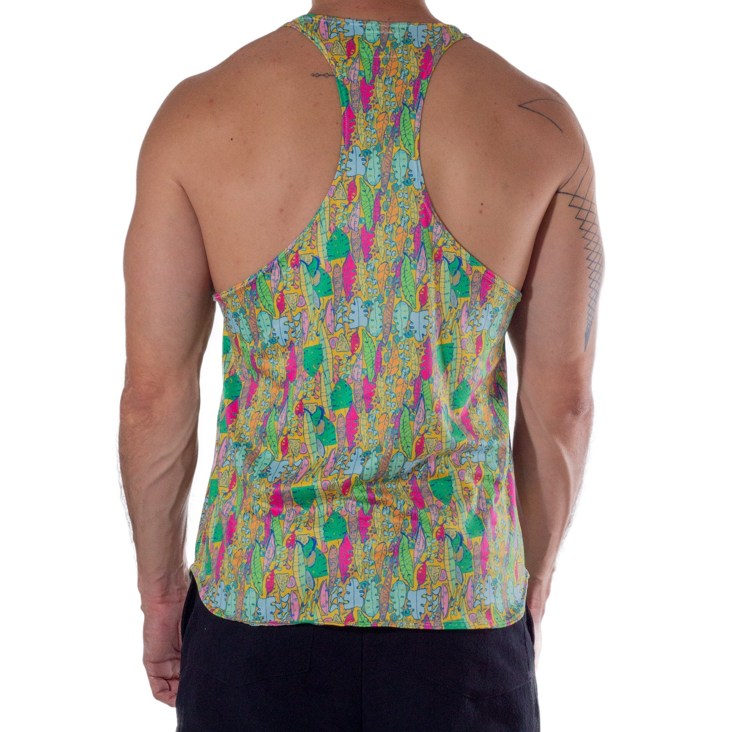 TT0010 Tank Top Ahau Tumbel printed orange and green background sublimated skinit